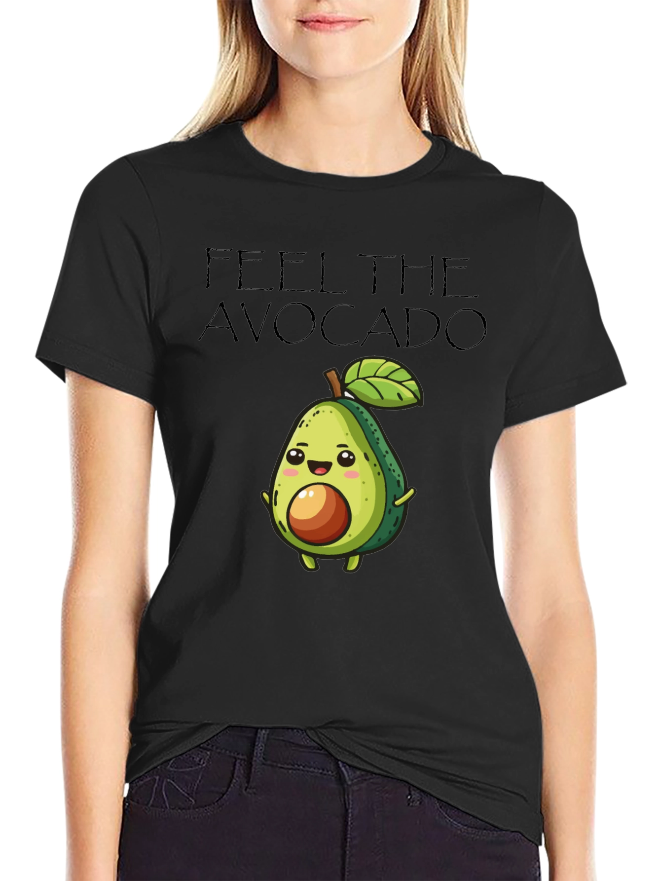 Feel The Avocado Graphic Black T-Shirt