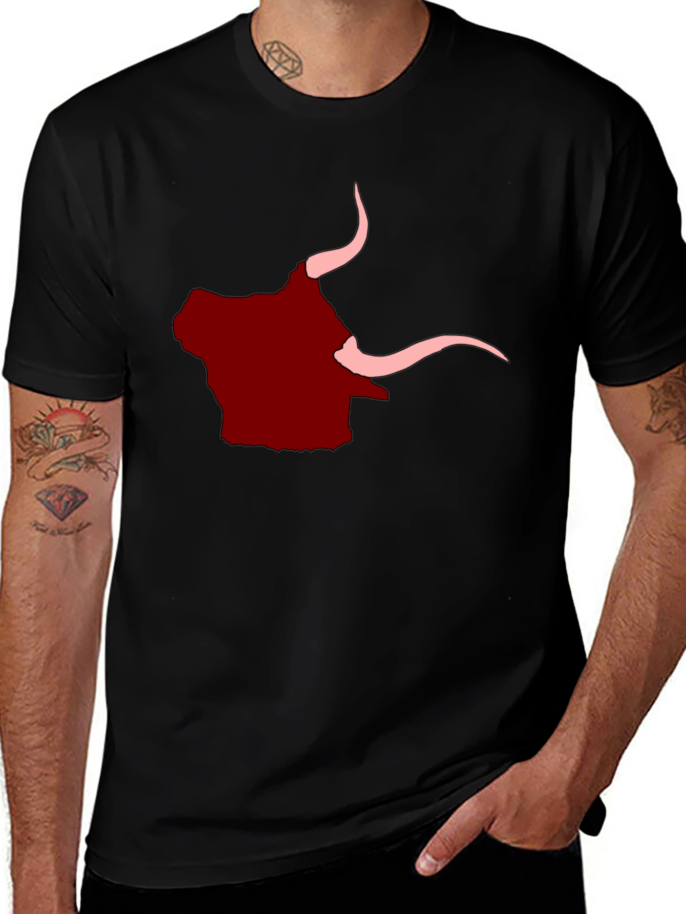 Bull Graphic Tee - Black Cotton Comfort