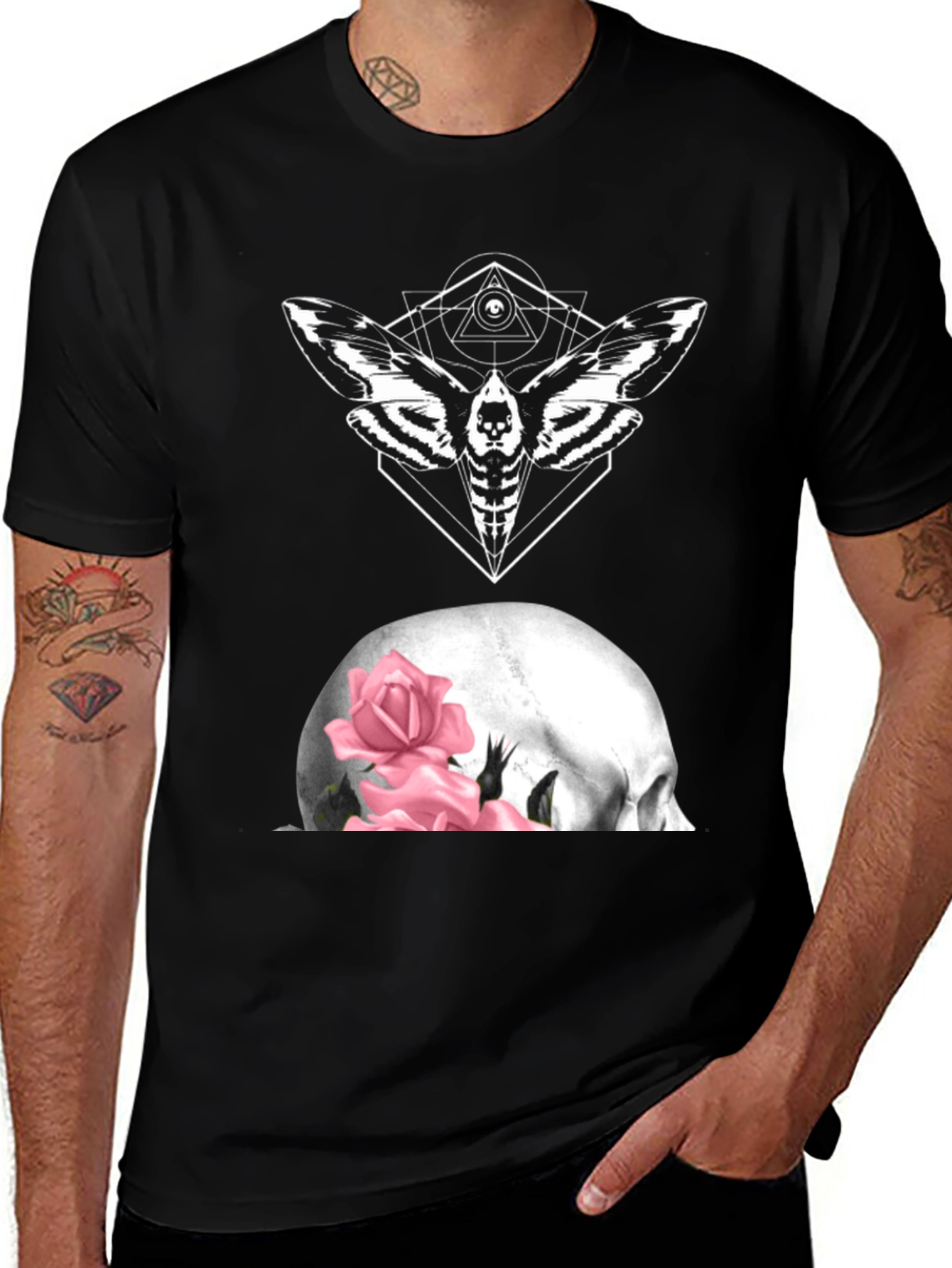 Moth and Skull Rose Graphic Tee