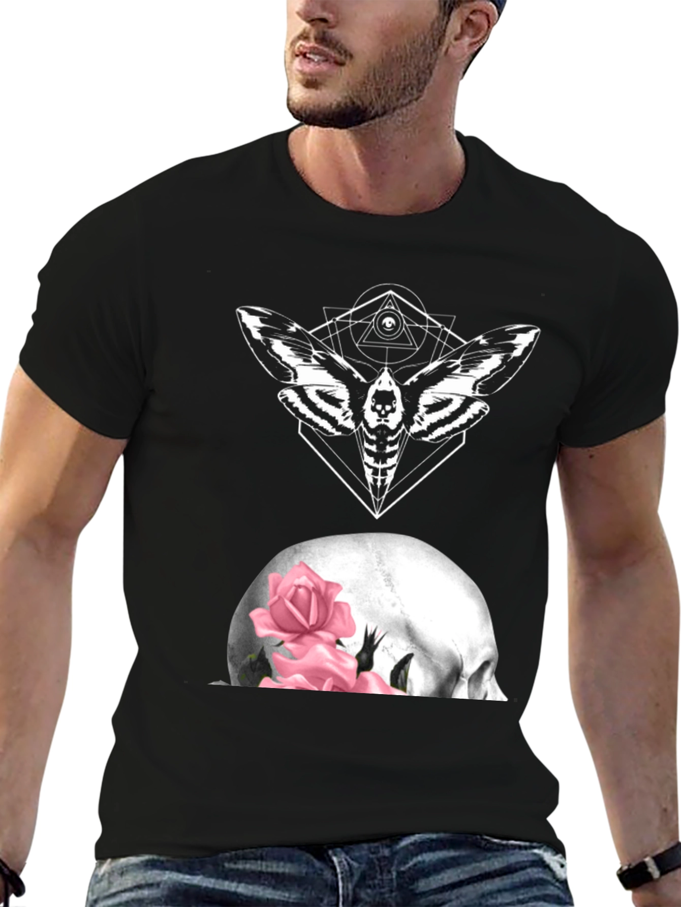 Moth and Skull Rose Graphic Tee