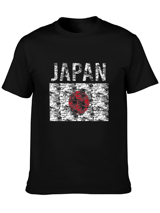 Japan Flag Graphic Tee - Black Cotton T-Shirt