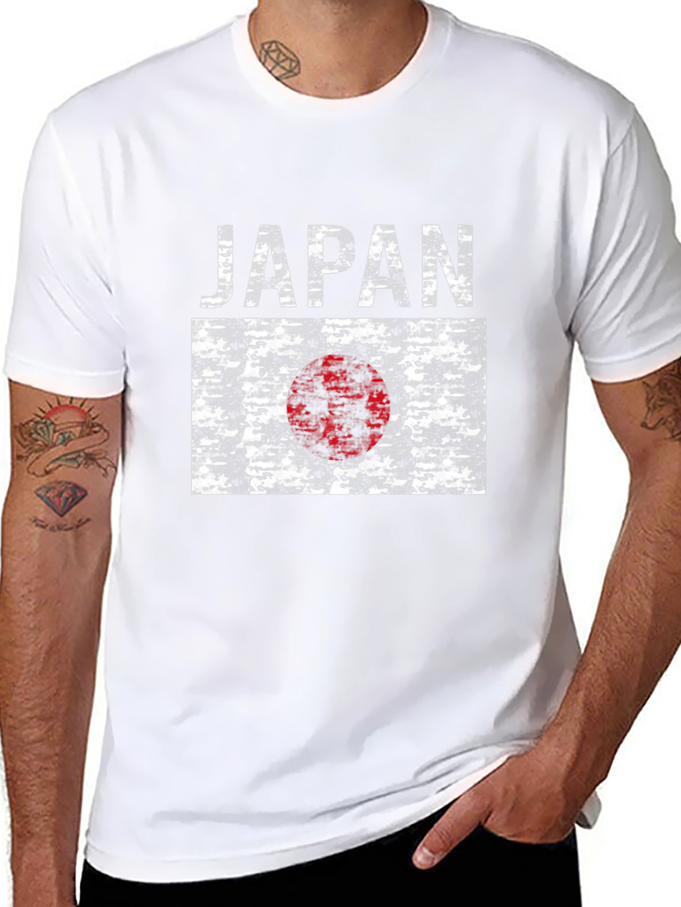Japan Flag Graphic Tee - Black Cotton T-Shirt
