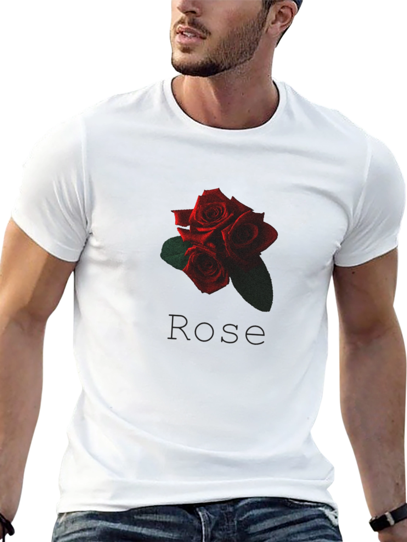 Rose Graphic Black T-Shirt - Floral Design