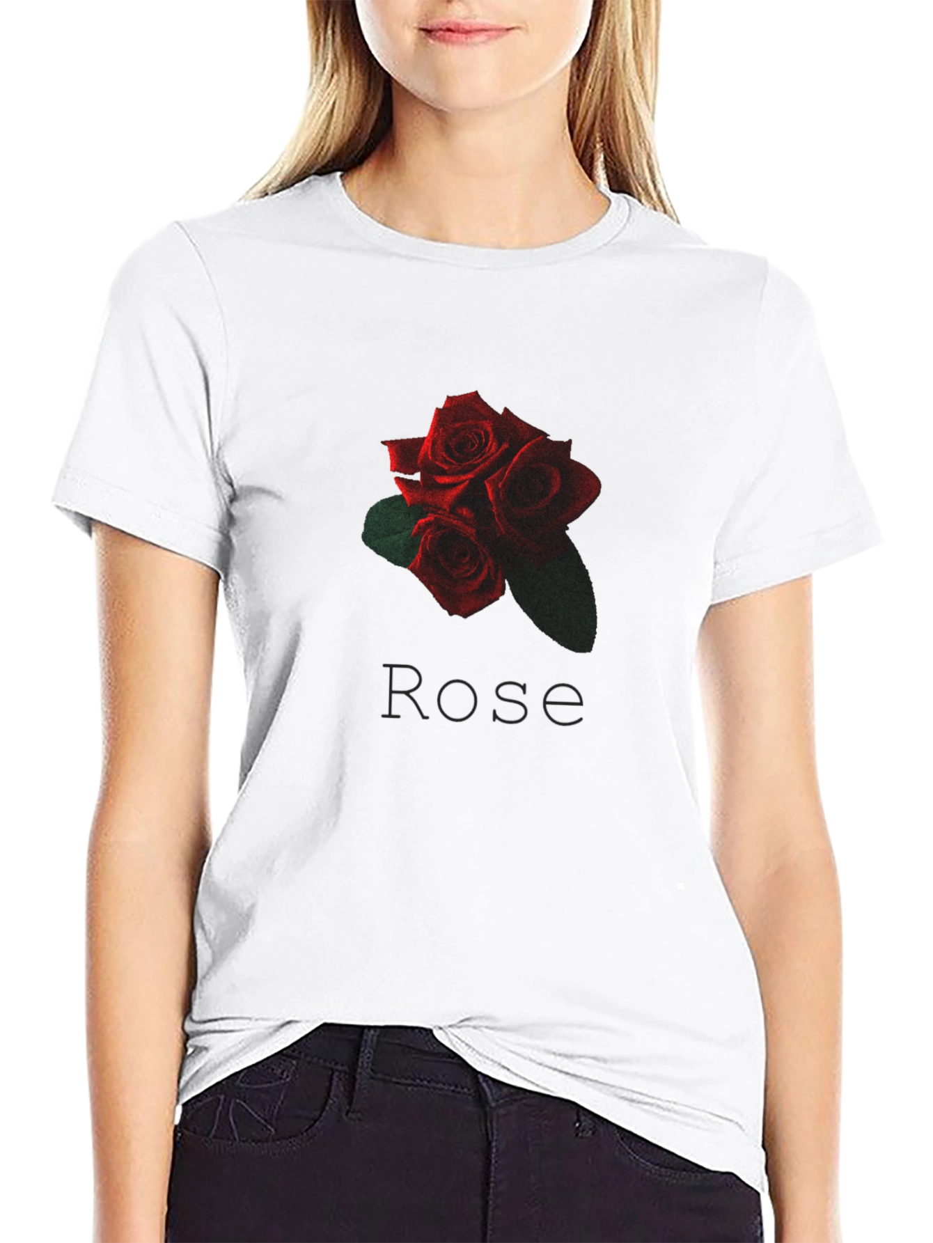 Rose Graphic Black T-Shirt - Floral Design