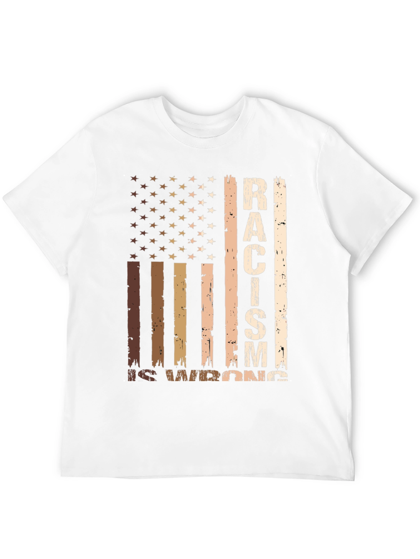 Racism Is Wrong American Flag T-Shirt