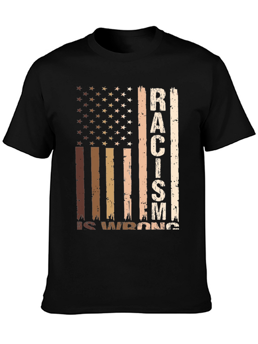 Racism Is Wrong American Flag T-Shirt