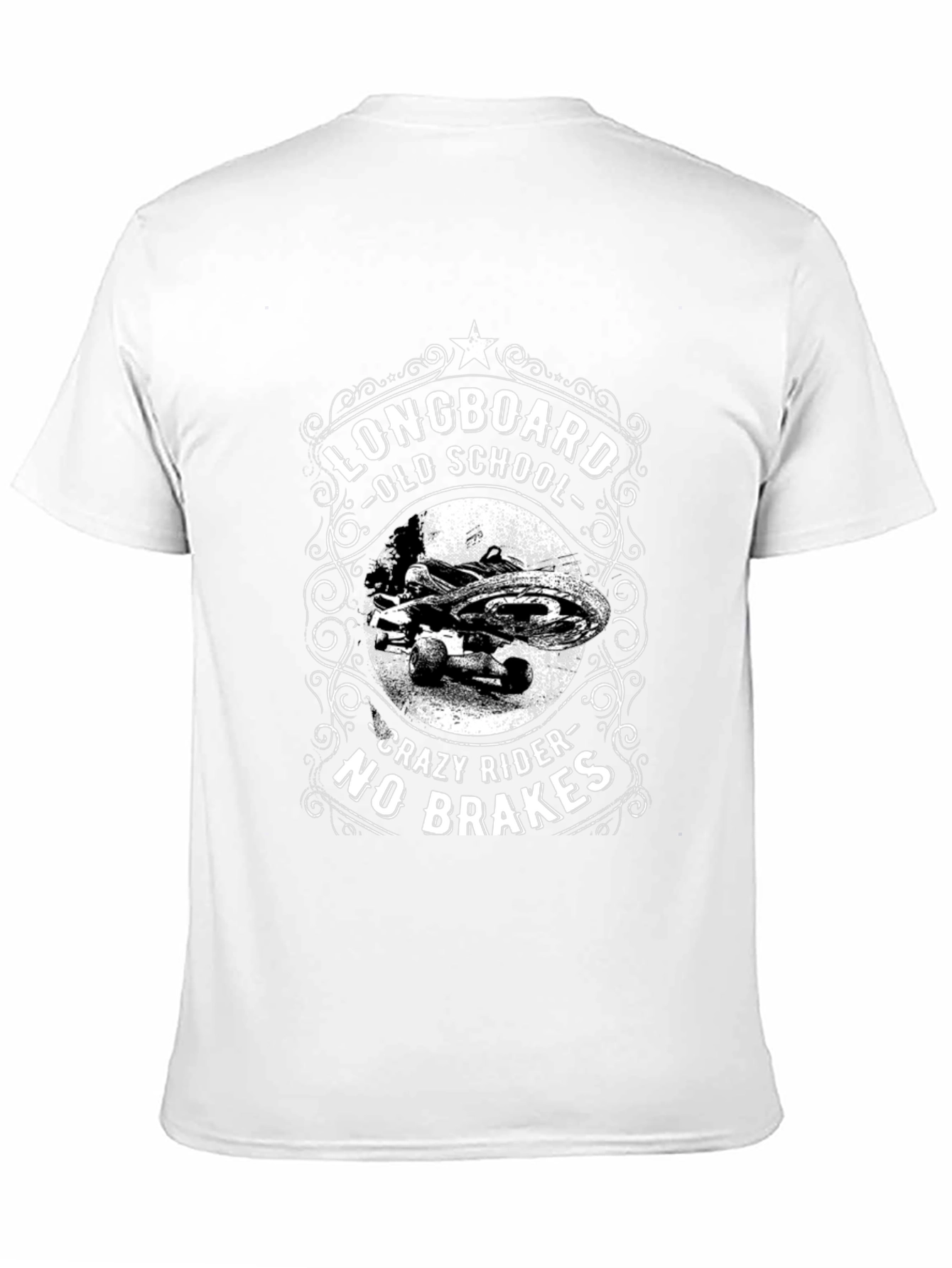 Longboard Old School T-Shirt - Crazy Rider No Brakes