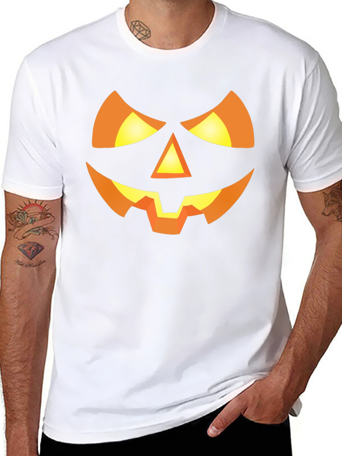 Halloween Pumpkin Face Graphic Tee - Spooky Fun!