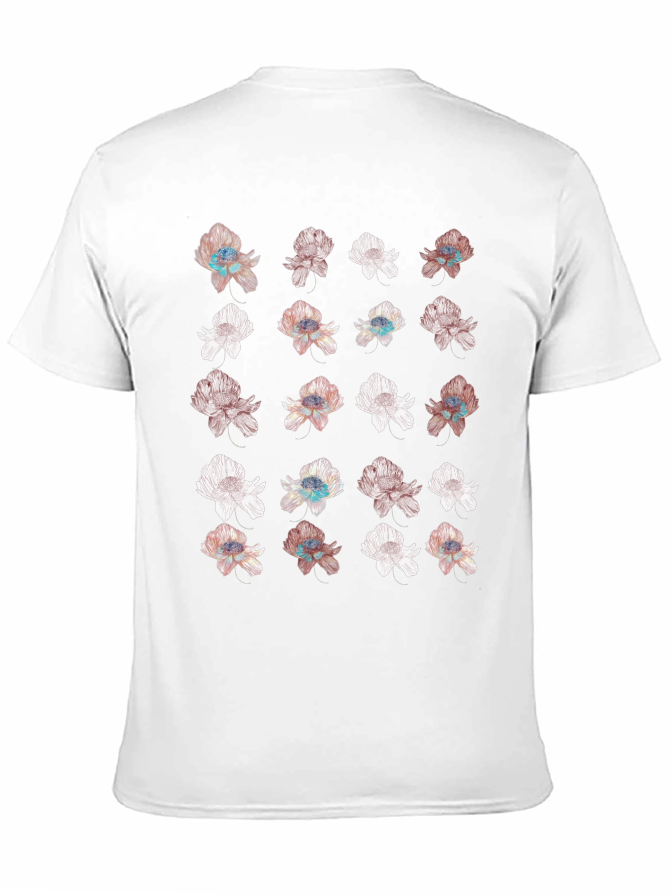 Floral Print Black T-Shirt - Unique Design
