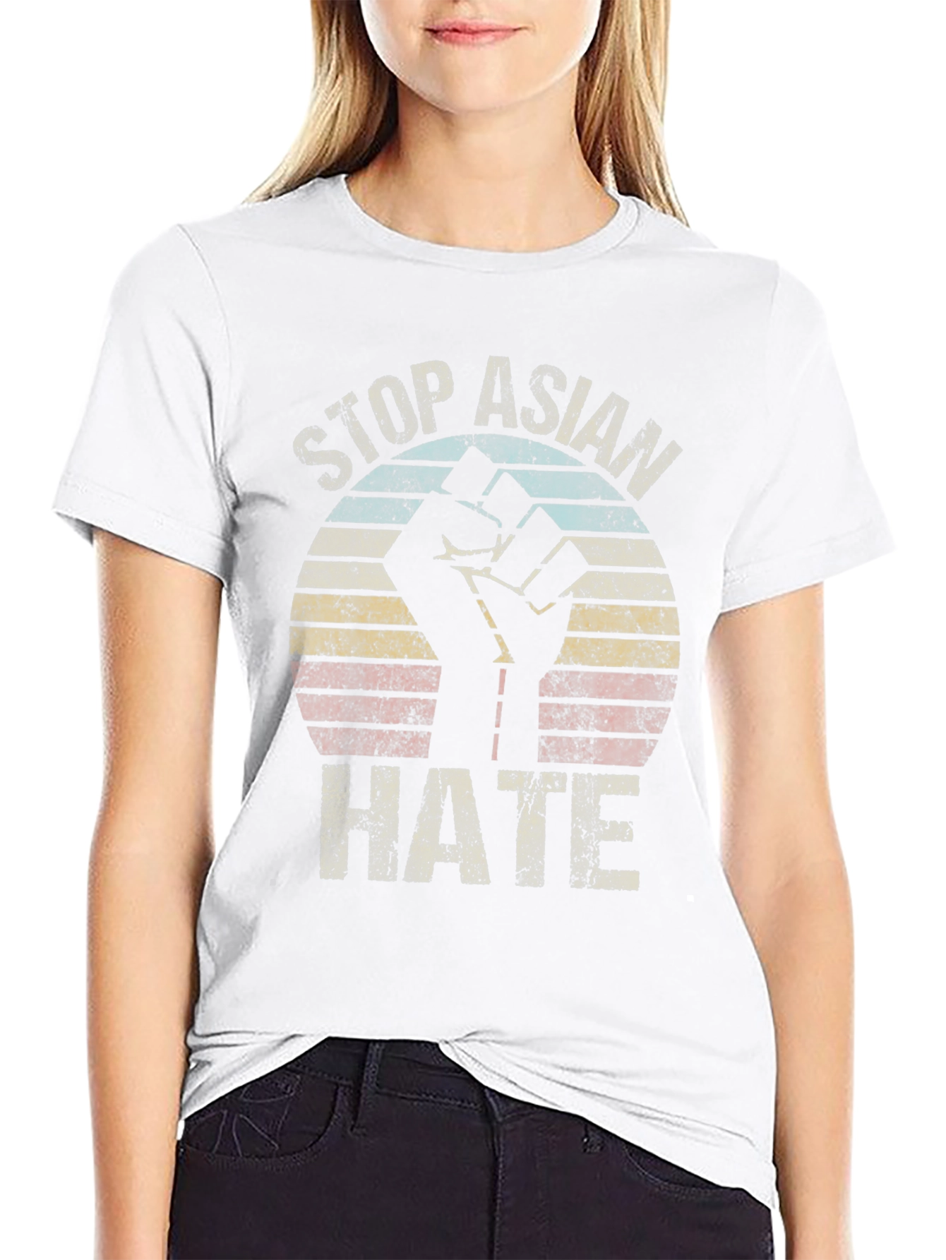 Stop Asian Hate T-Shirt Fist Graphic Tee Activism