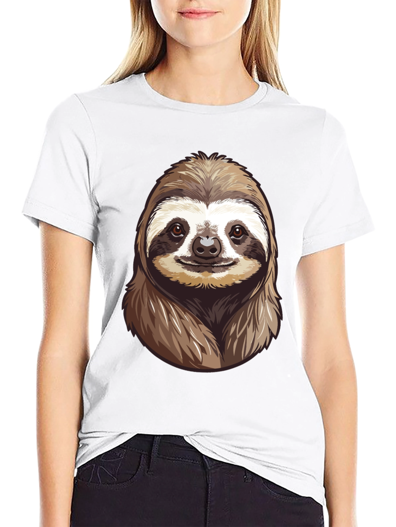 Sloth Face Graphic Tee - Relaxed Style