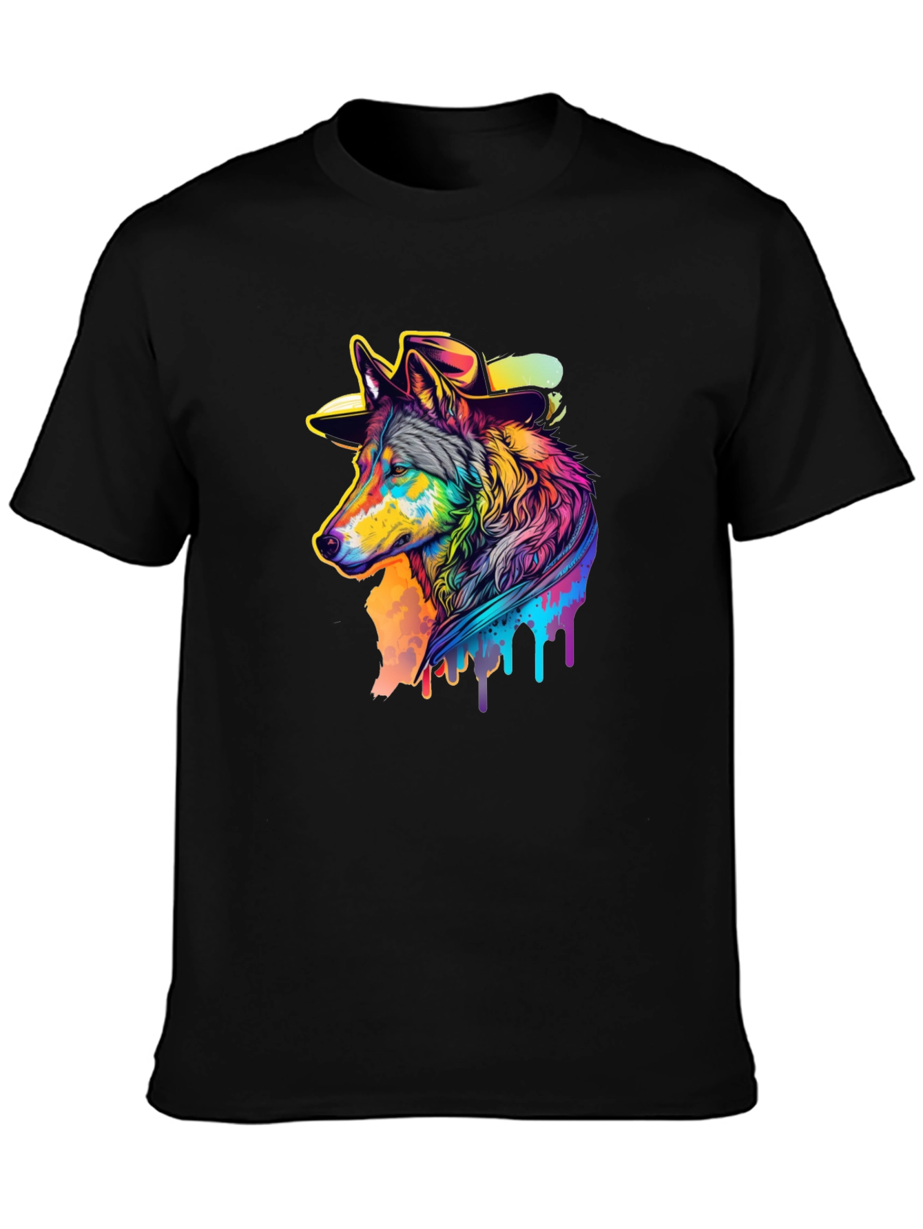 Wolf Graphic Print Black T-Shirt