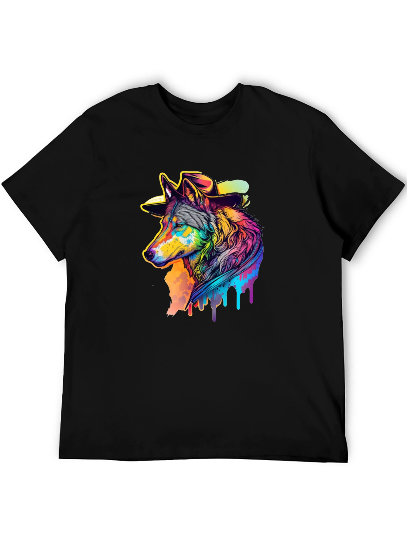 Wolf Graphic Print Black T-Shirt