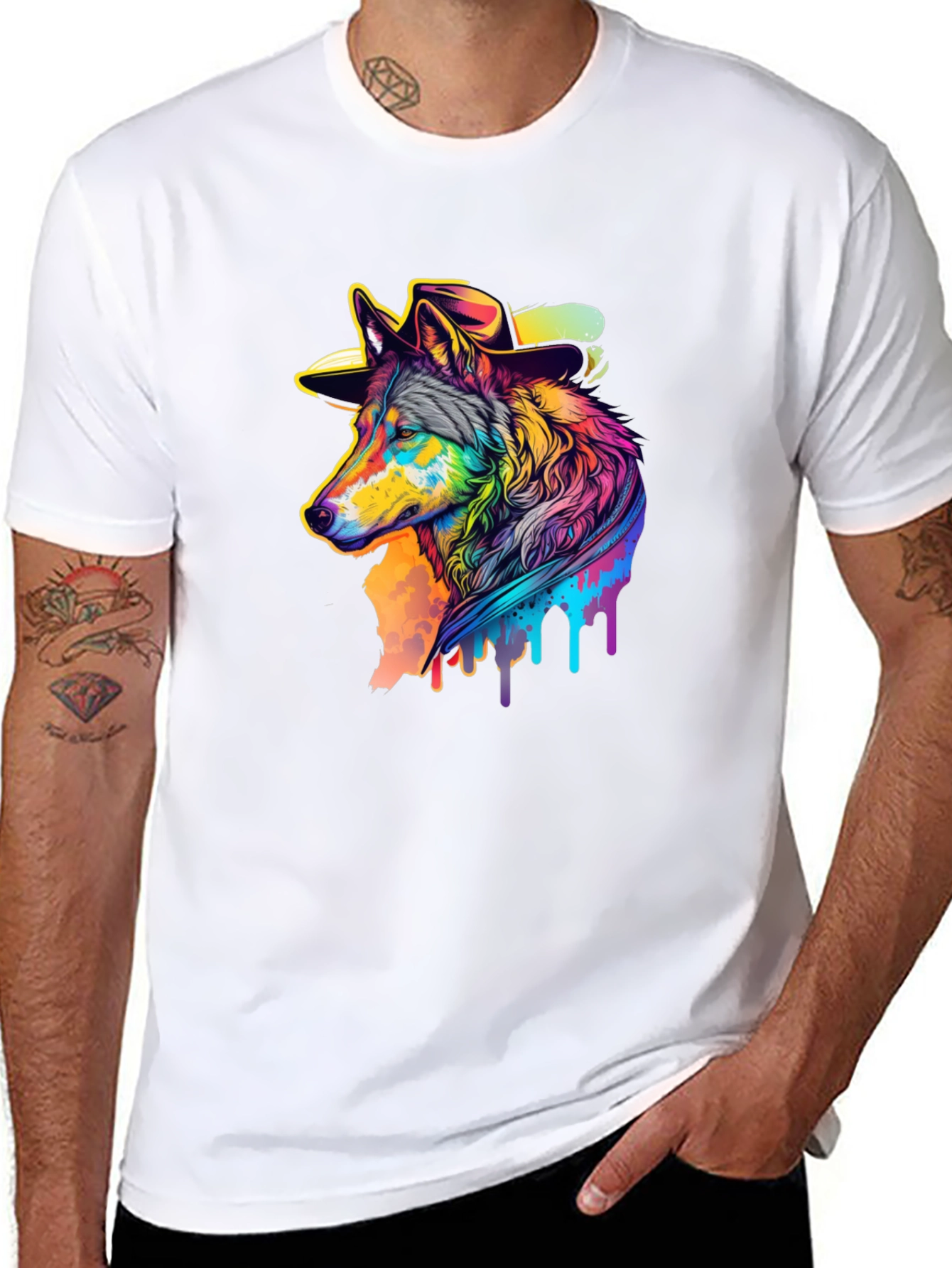 Wolf Graphic Print Black T-Shirt