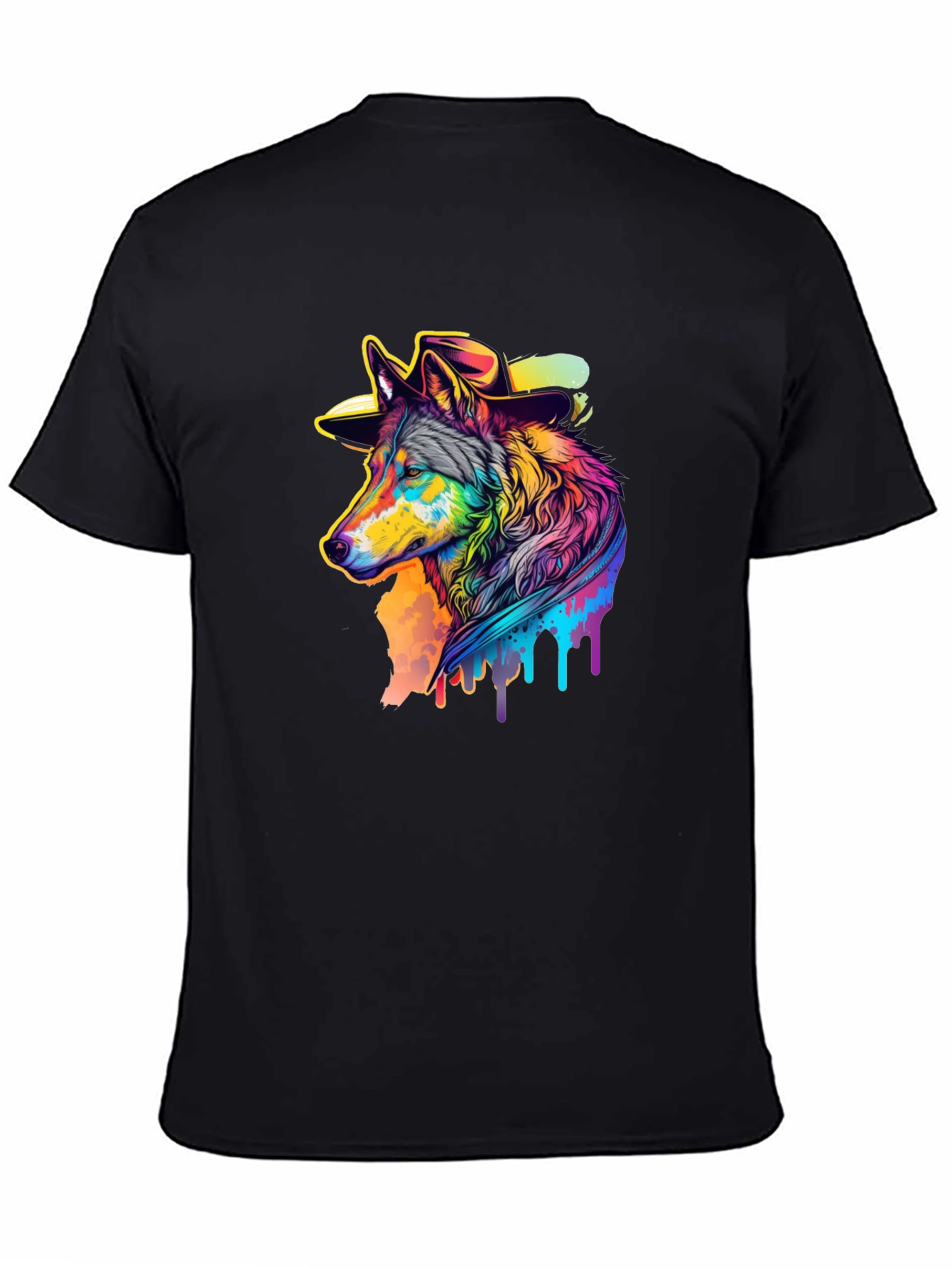 Wolf Graphic Print Black T-Shirt