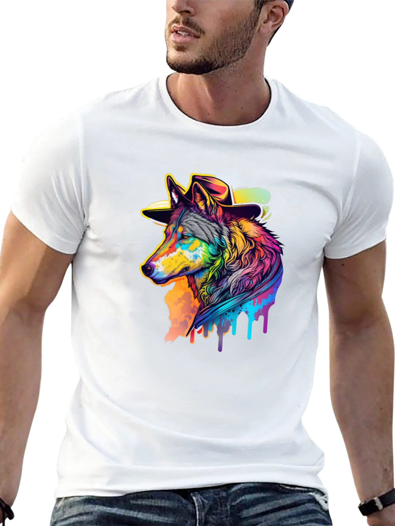Wolf Graphic Print Black T-Shirt