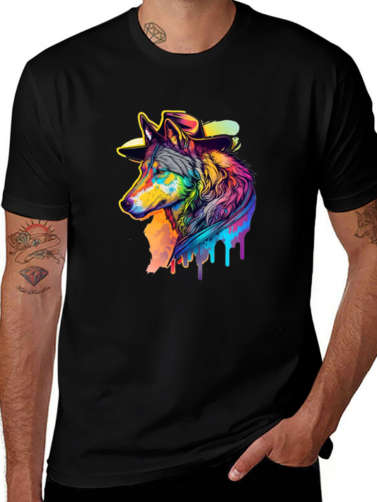 Wolf Graphic Print Black T-Shirt