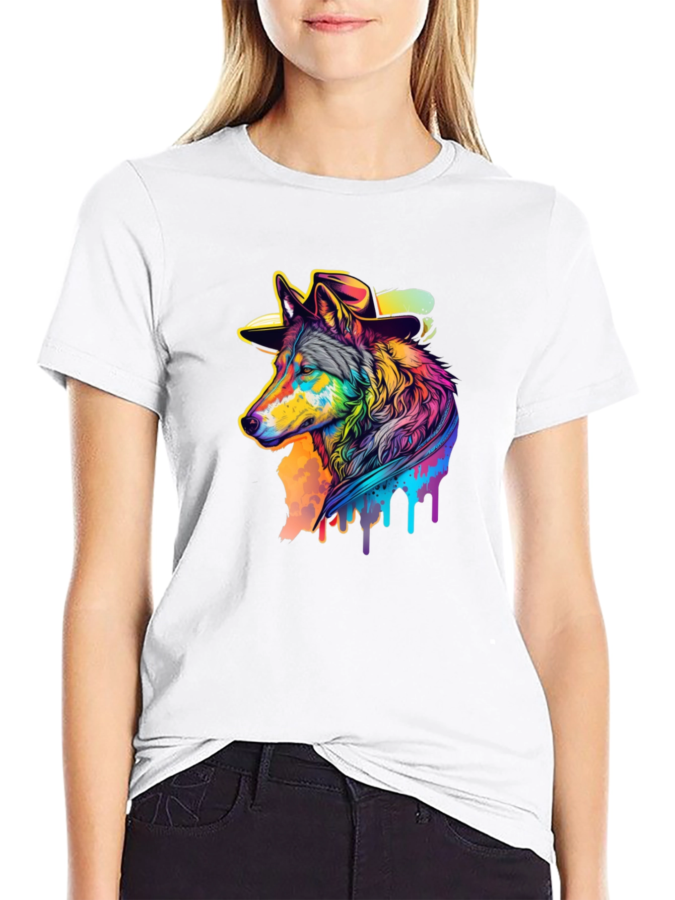 Wolf Graphic Print Black T-Shirt