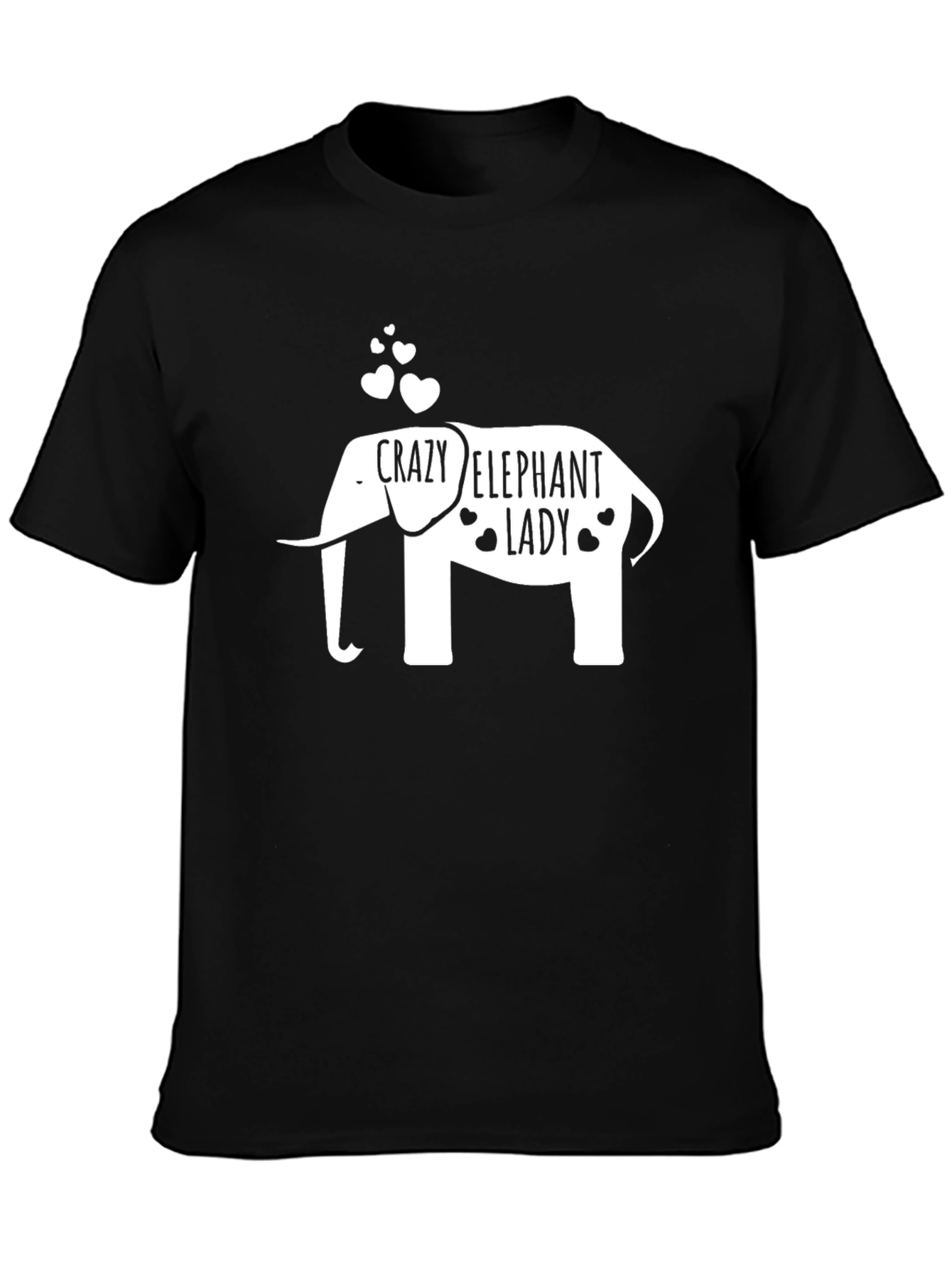 Crazy Elephant Lady T-Shirt - Black Cotton Tee