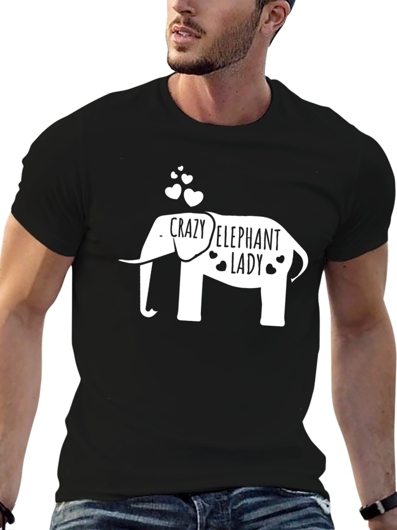 Crazy Elephant Lady T-Shirt - Black Cotton Tee