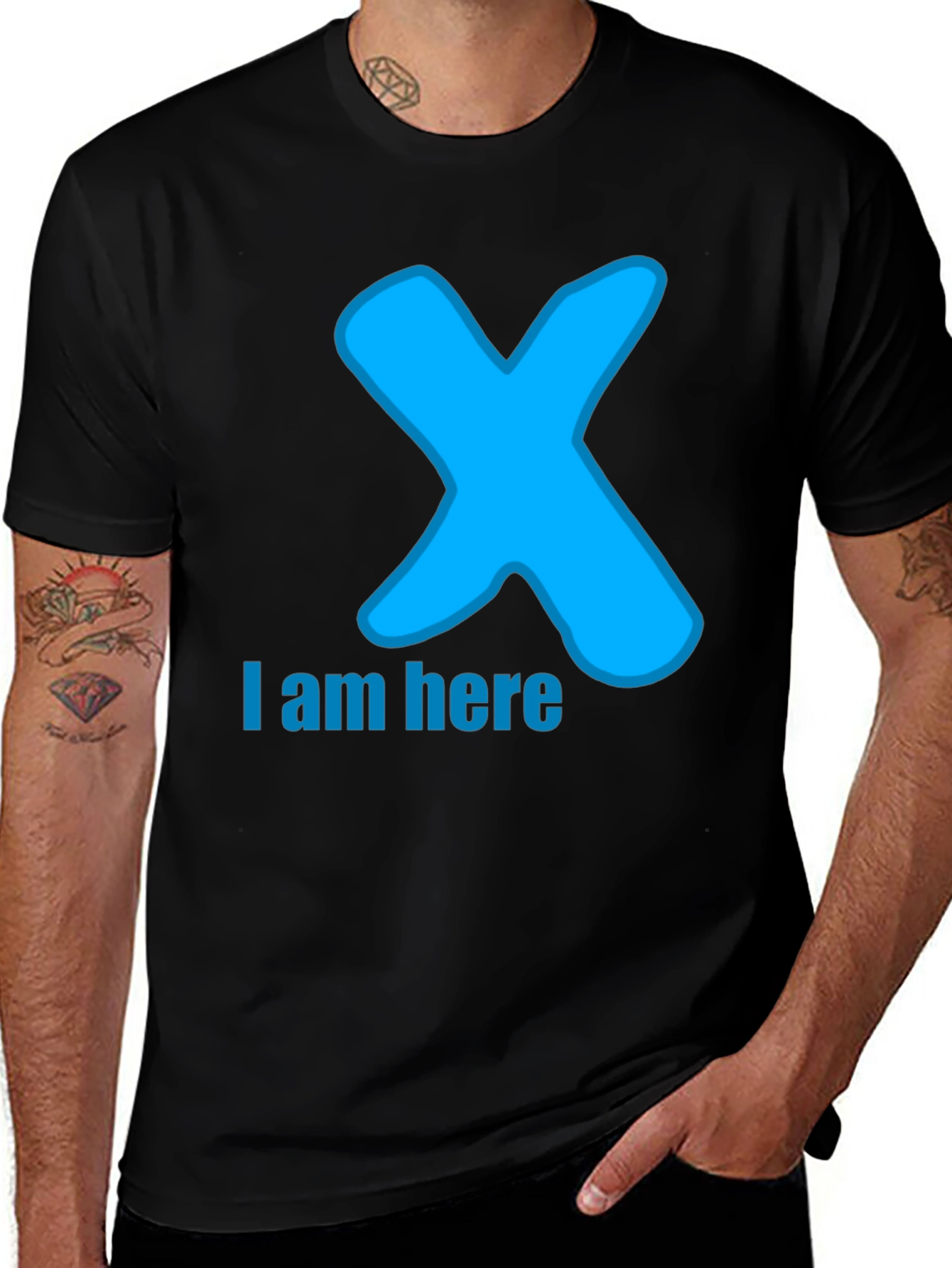I am here T-Shirt - Blue X