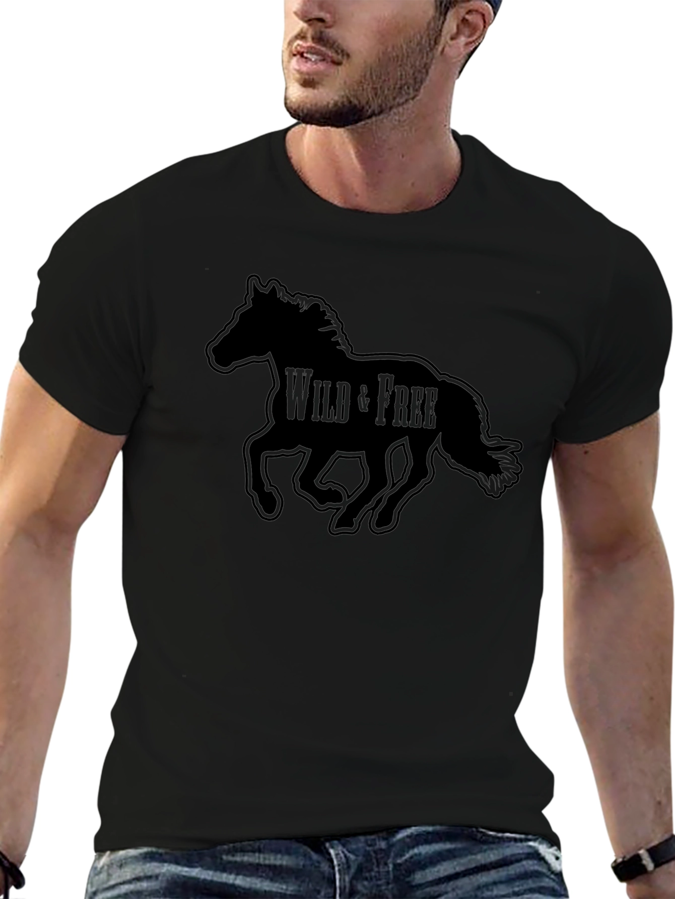 Wild & Free Black Horse Graphic T-Shirt