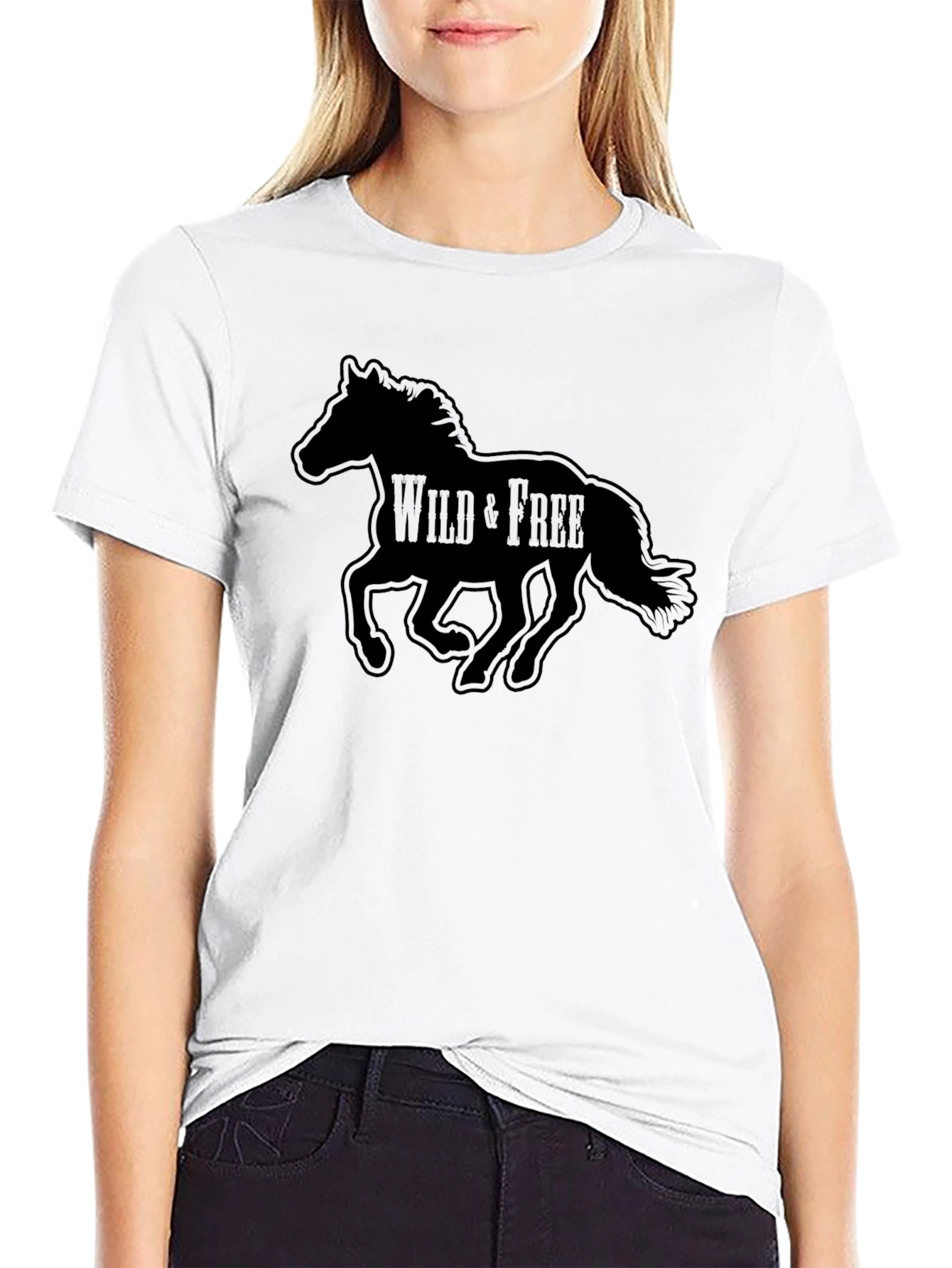 Wild & Free Black Horse Graphic T-Shirt