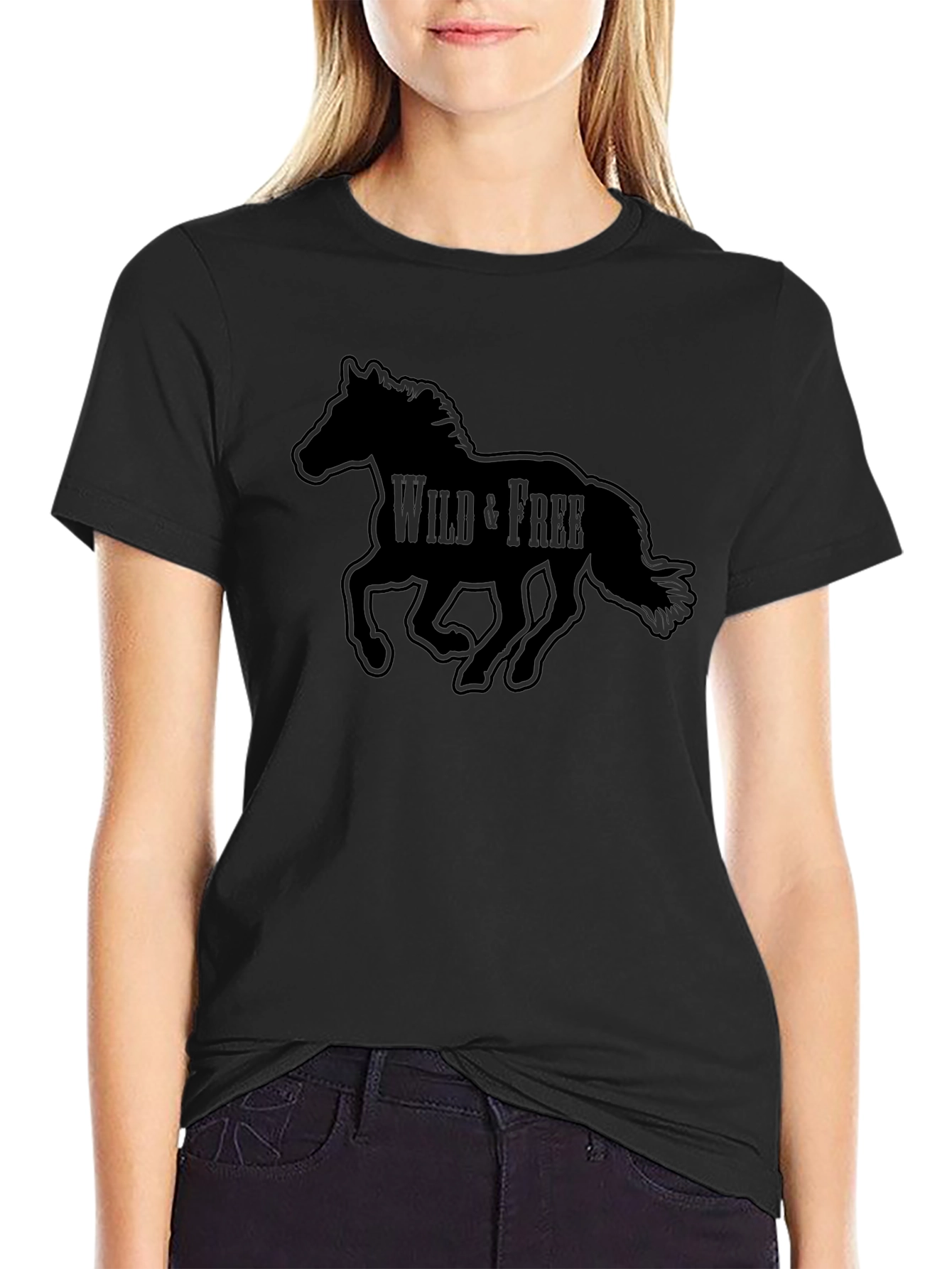 Wild & Free Black Horse Graphic T-Shirt