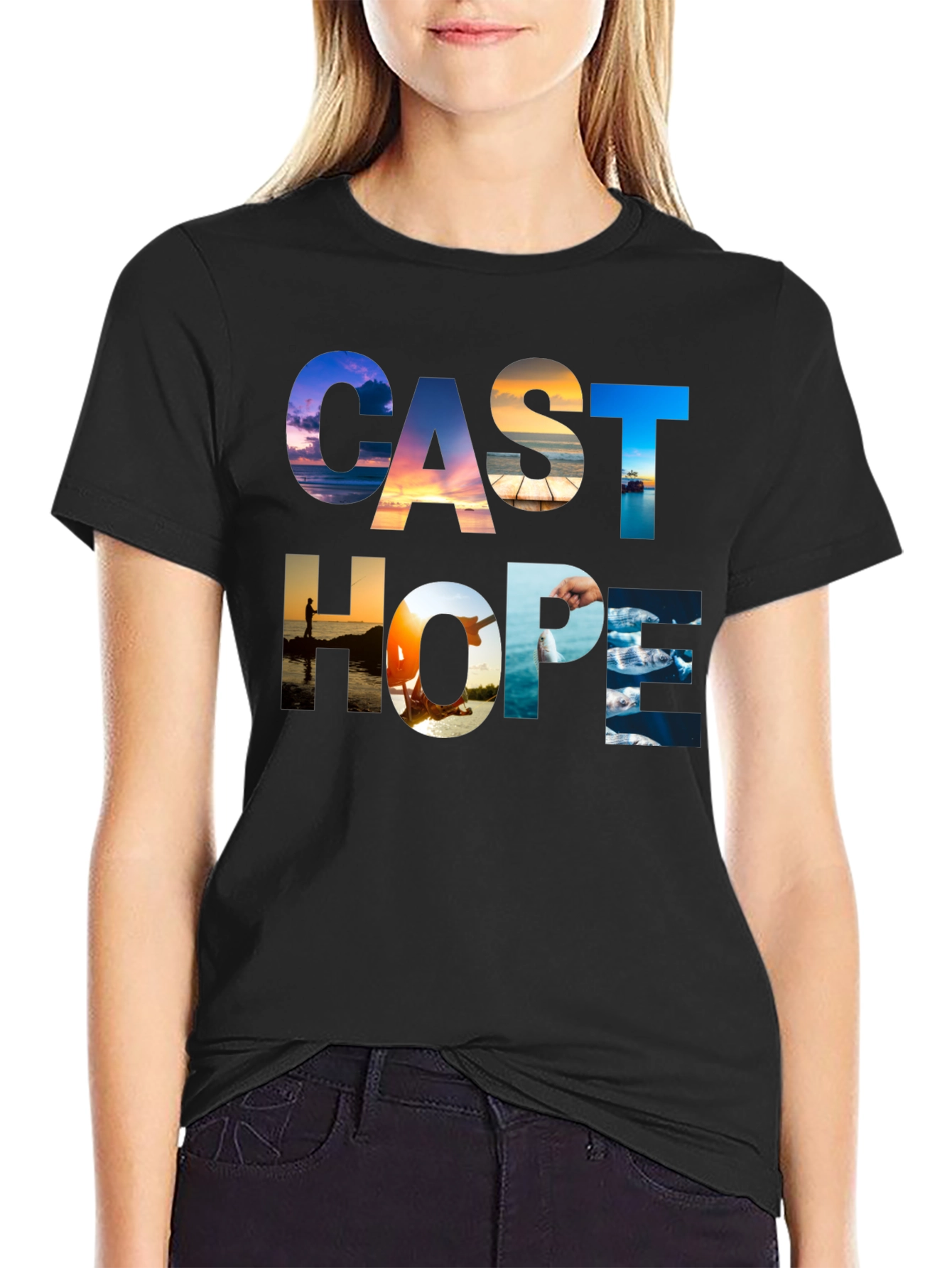 Cast Hope Graphic T-Shirt - Fishing Design