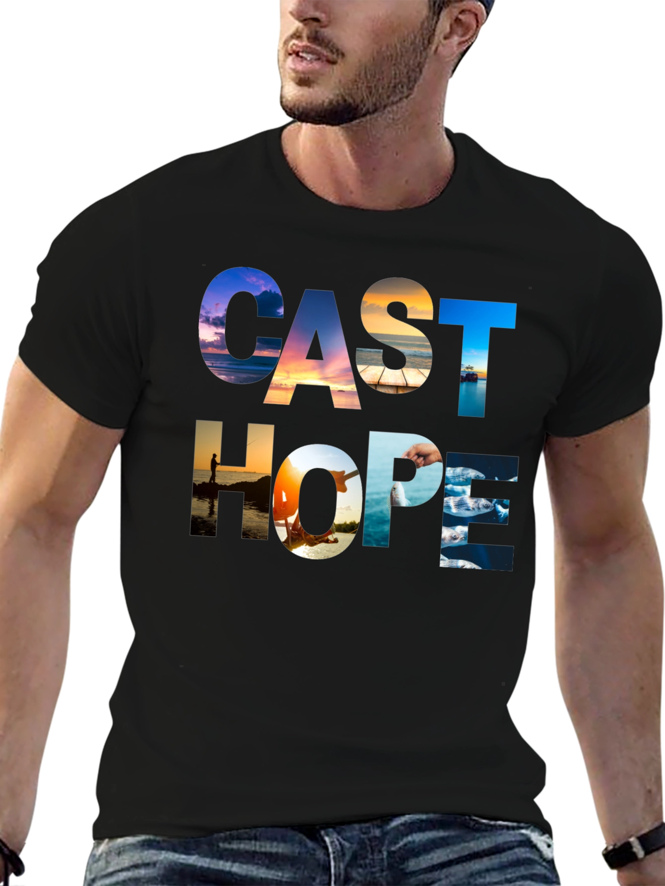 Cast Hope Graphic T-Shirt - Fishing Design