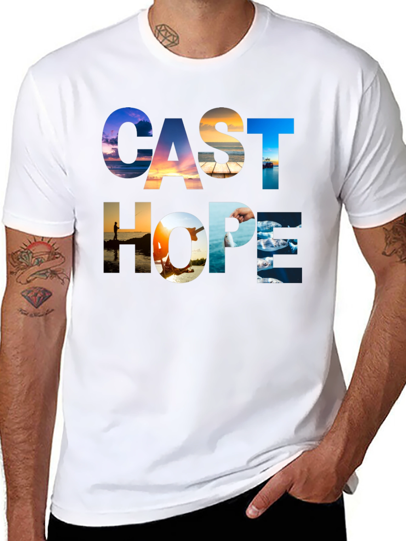 Cast Hope Graphic T-Shirt - Fishing Design