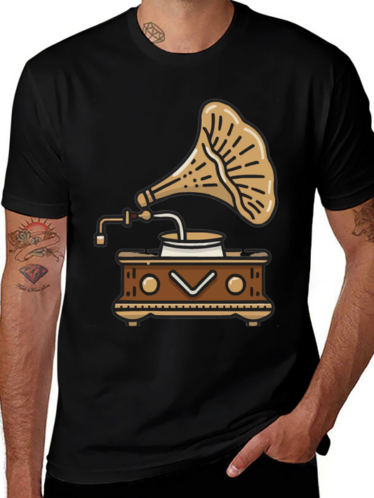 Vintage Gramophone T-Shirt - Retro Music Style