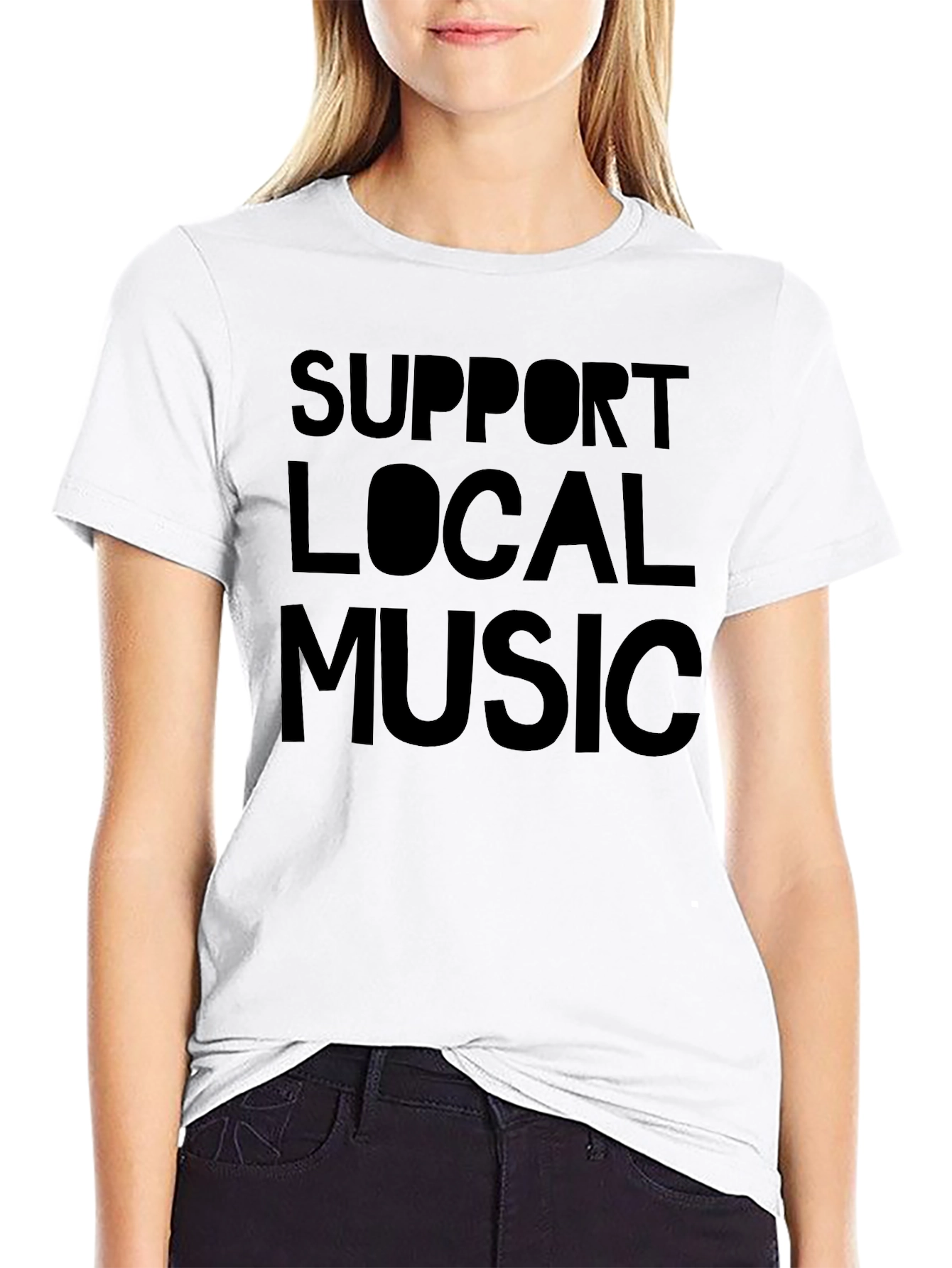 Support Local Music Black Crew Neck T-Shirt