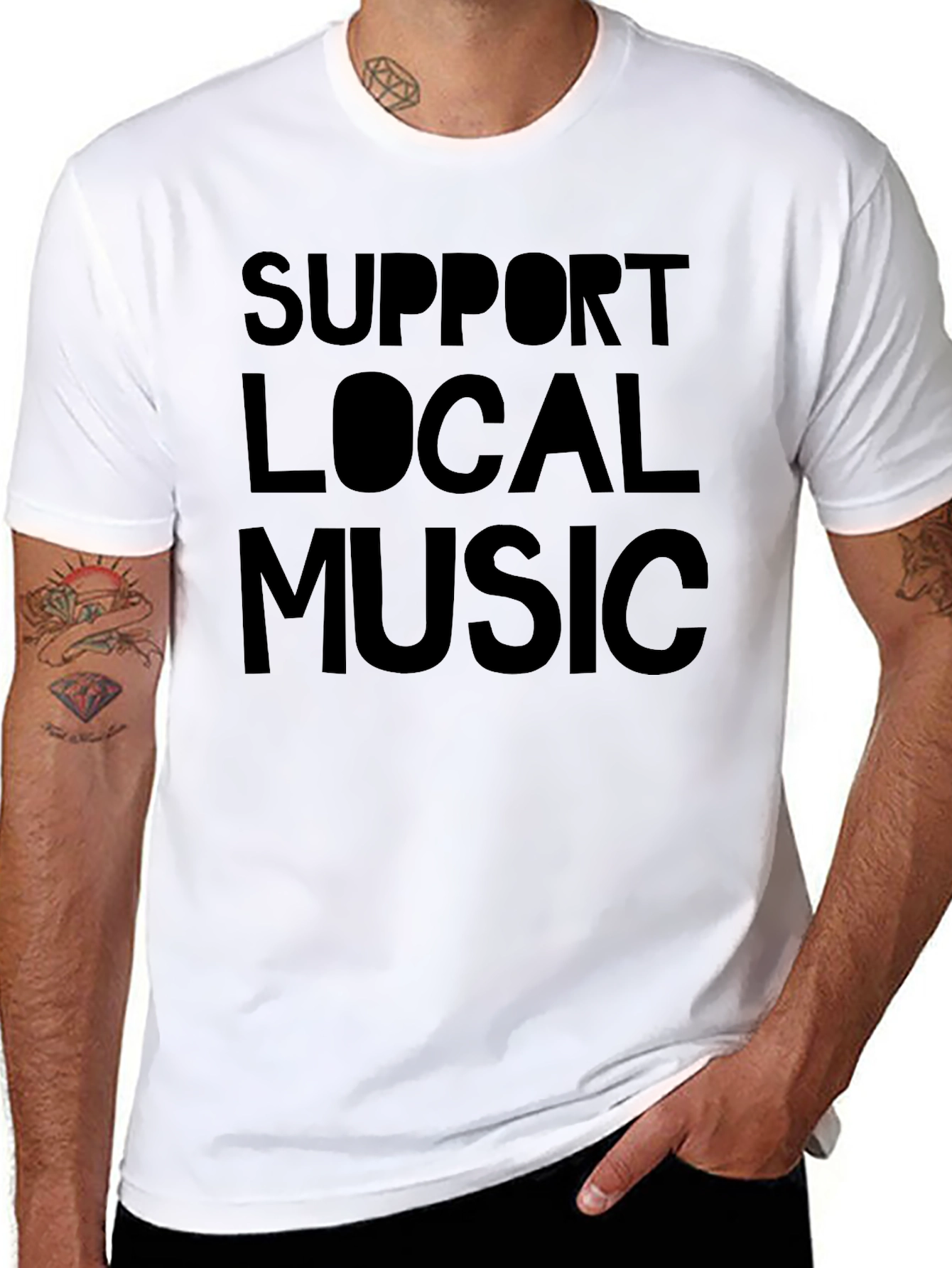 Support Local Music Black Crew Neck T-Shirt