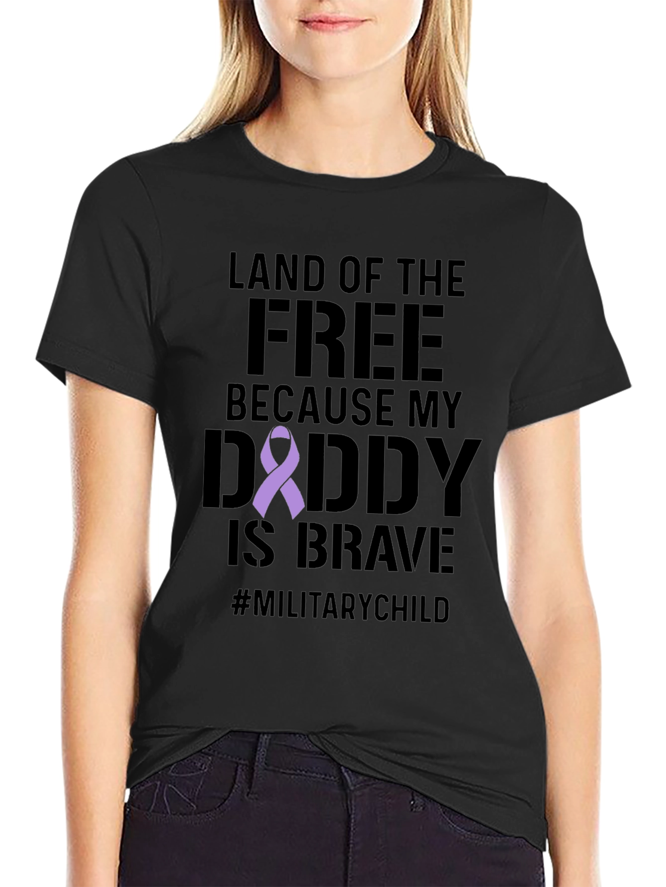 Military Child T-Shirt: Land of the Free Brave Daddy