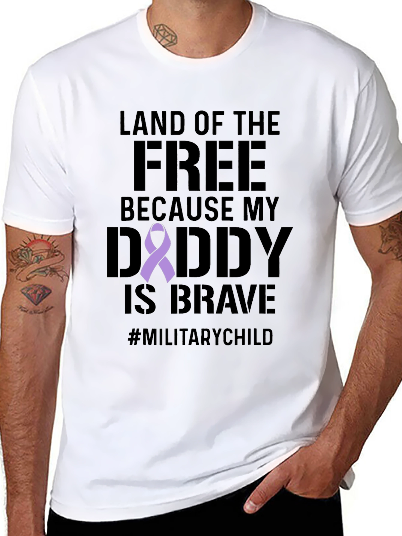 Military Child T-Shirt: Land of the Free Brave Daddy