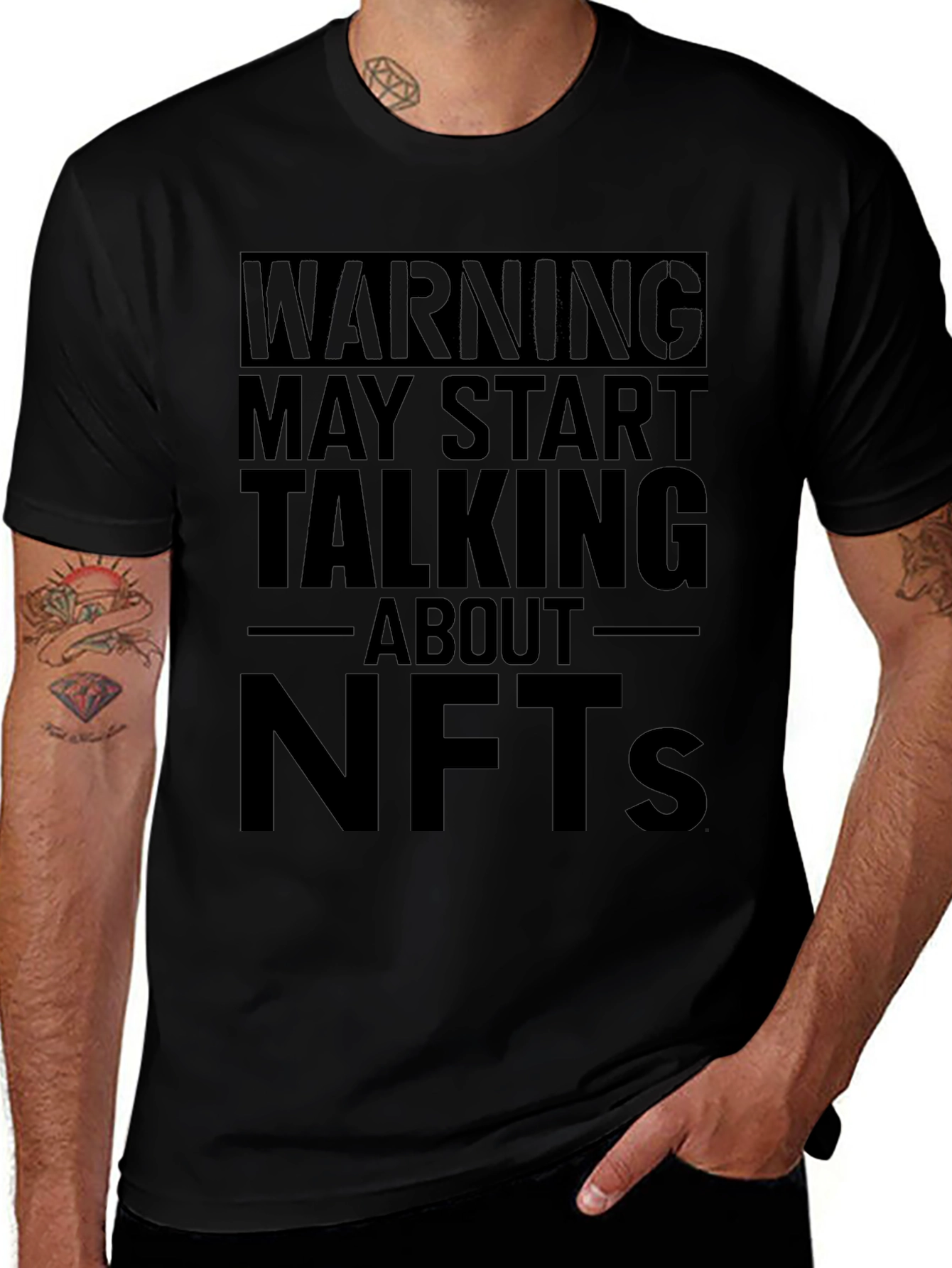 Warning May Start Talking About NFTs Black T-Shirt