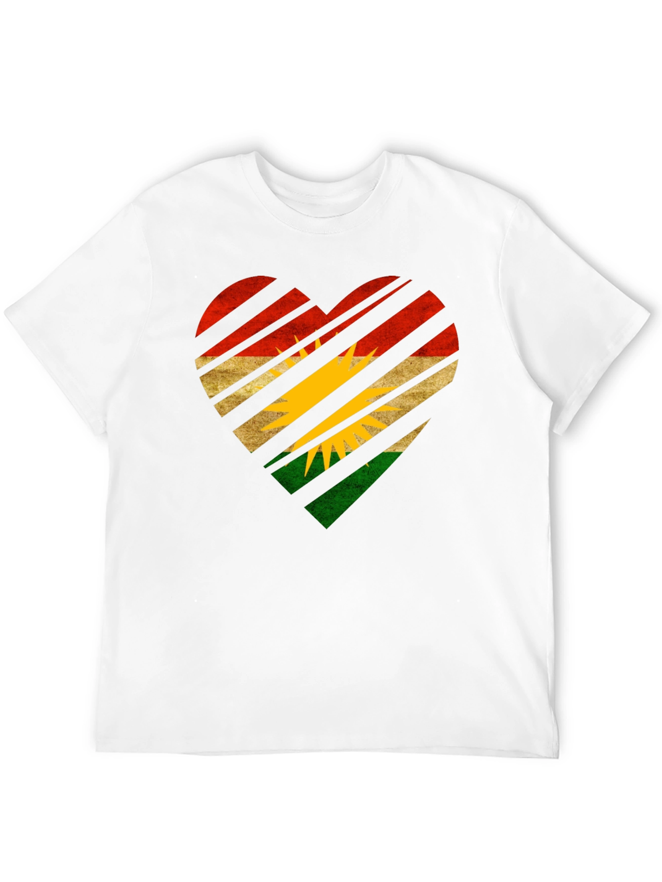 Kurdistan Flag Heart Graphic Black T-Shirt