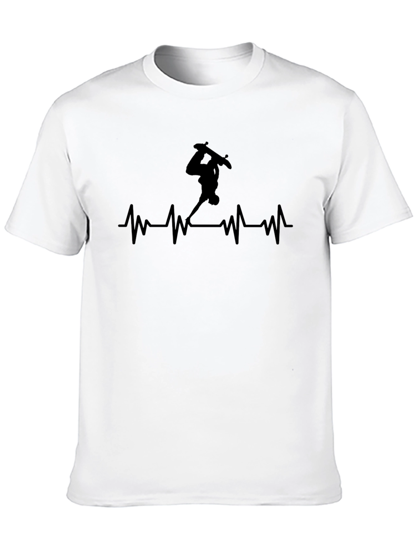 Skateboarder Heartbeat Graphic Tee - Black