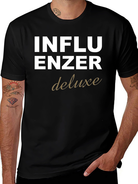 Influencer Deluxe Graphic Tee - Black Cotton T-Shirt