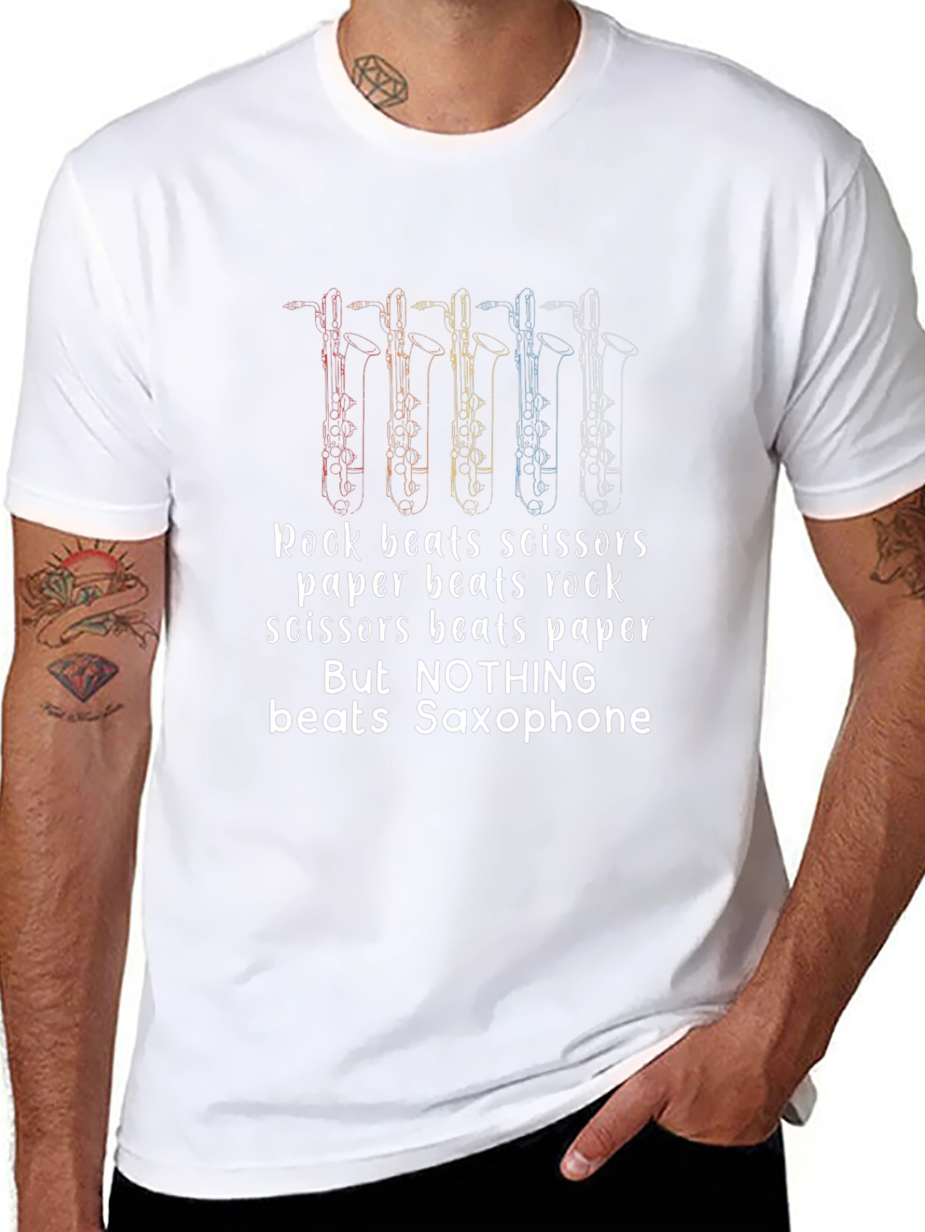 Saxophone Beats All T-Shirt Music Lover Tee