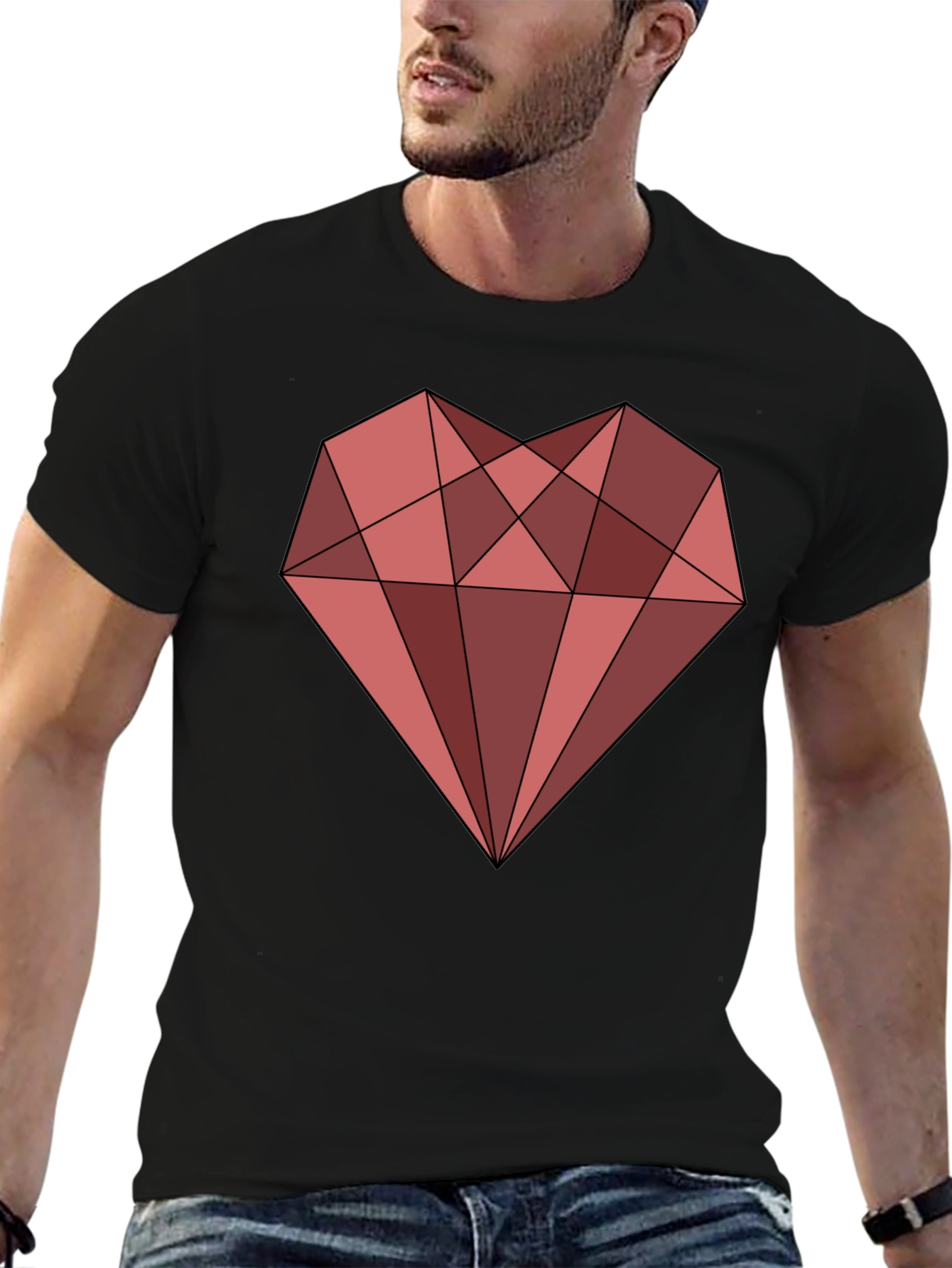Geometric Heart Graphic Tee - Trendy Streetwear