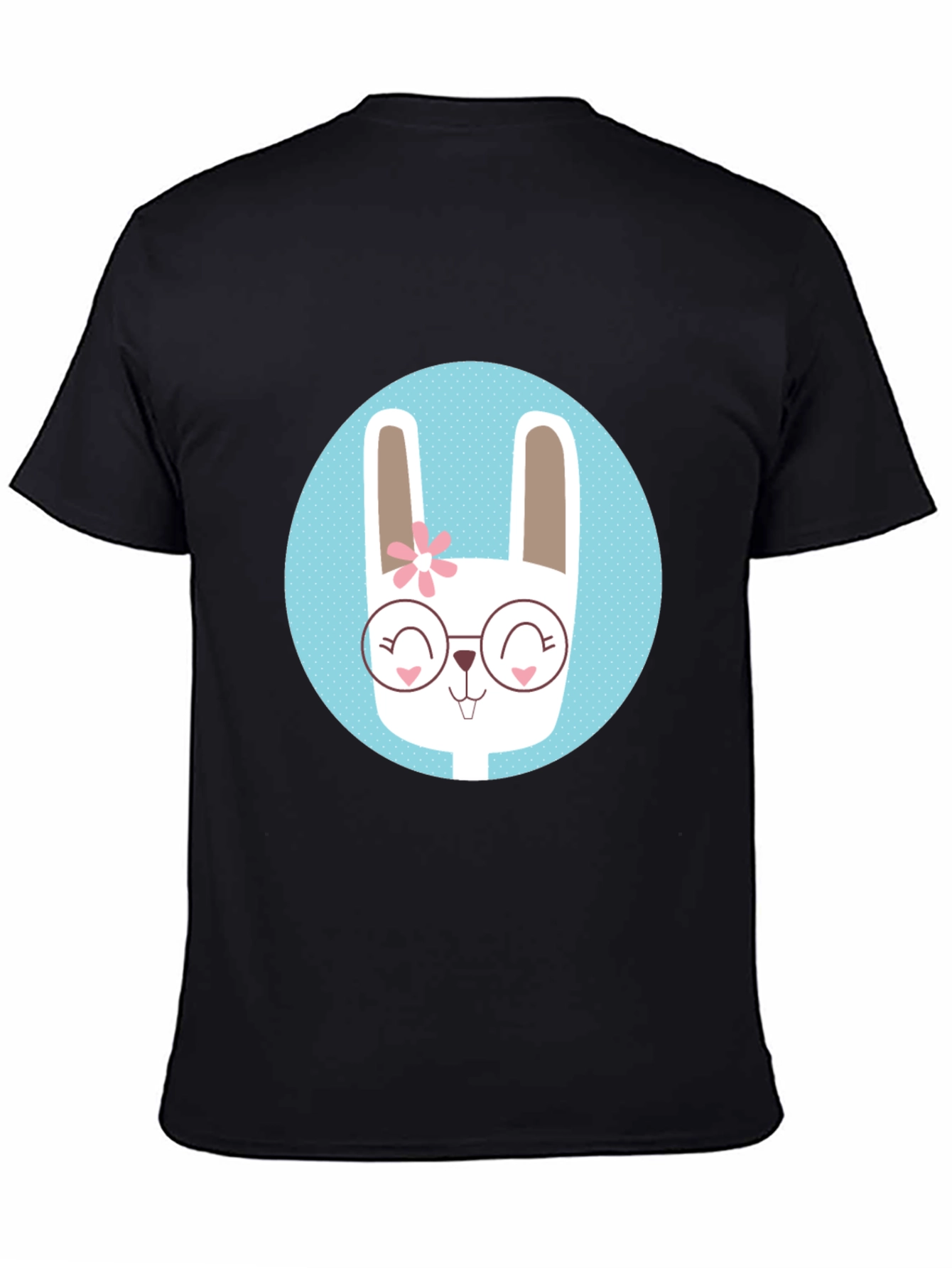 Cute Bunny T-Shirt - Round Glasses & Flower