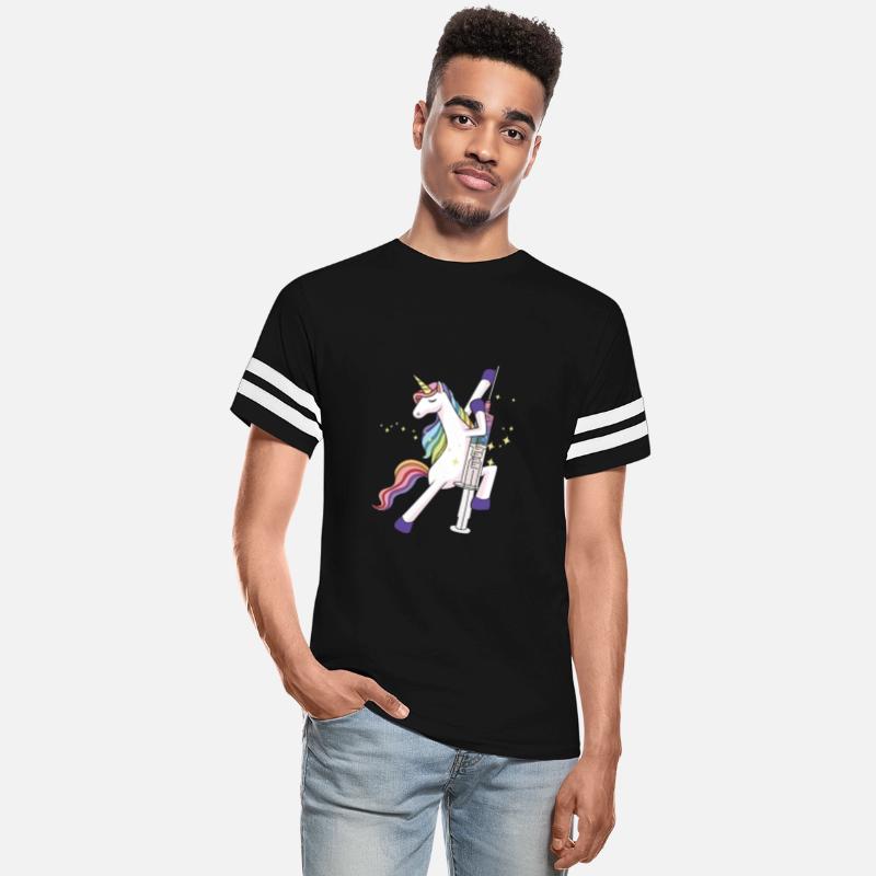 Unicorn with glitter syringe vaccination kid baby