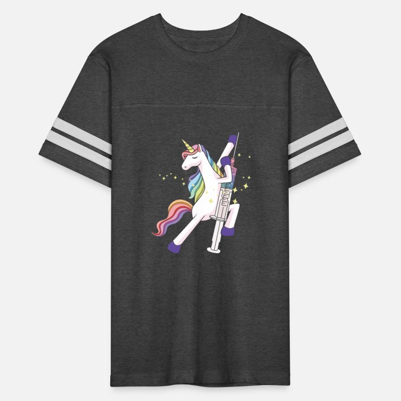Unicorn with glitter syringe vaccination kid baby