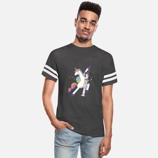 Unicorn with glitter syringe vaccination kid baby