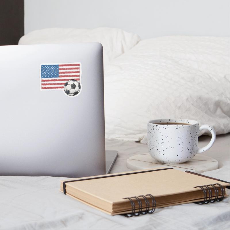 United States flag and crayon-style soccer ball