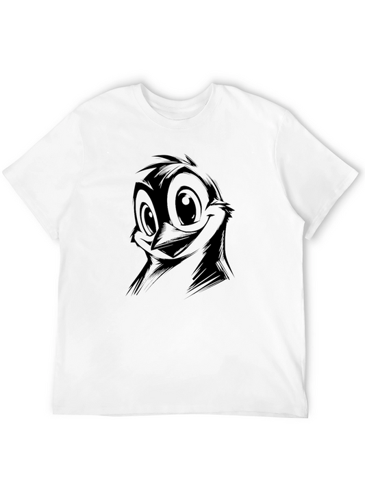 Cartoon Bird Graphic Black T-Shirt