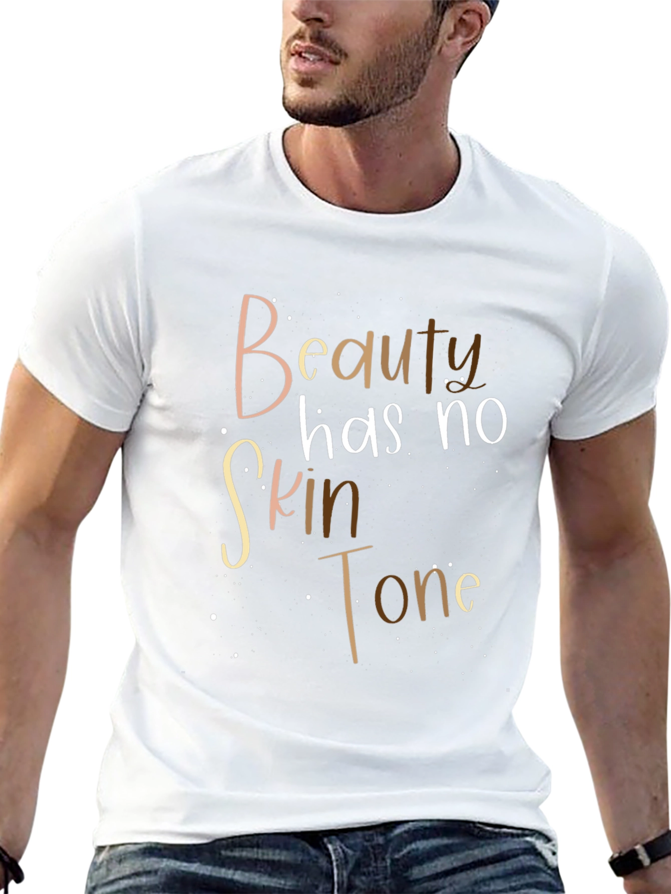 Beauty Has No Skin Tone Black Graphic T-Shirt