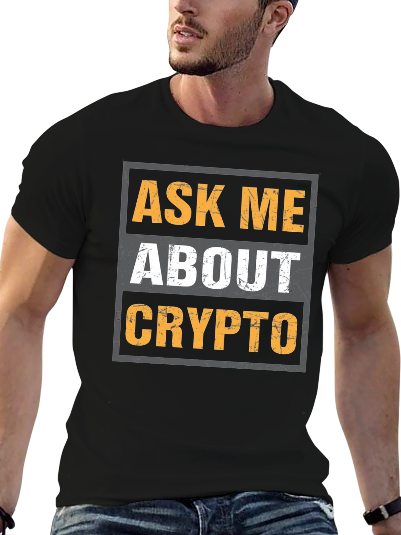 Ask Me About Crypto T-Shirt - Black Cotton Blend